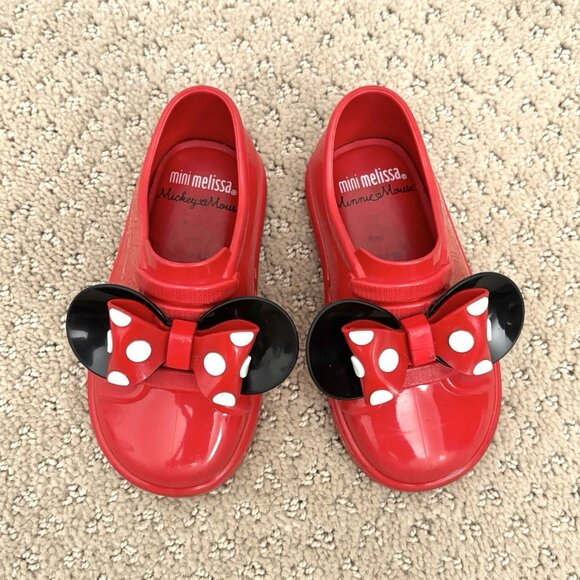 Mini Melissa x Disney Minnie Mouse Red Slip-On Sneaker Shoes Toddler Size 7 - Picture 3 of 8